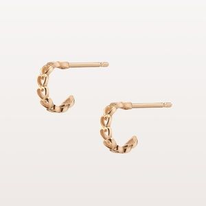 14-Karat Gold Heart Hoop Earrings. Never Worn.